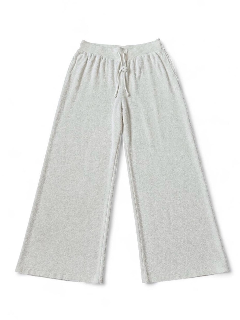 Aerie Cream Textured Wide Leg Lounge Pants Medium Short